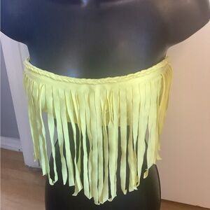 Boys + Arrows Sophie The Suspect Canary Yellow Fringe Bikini Top S